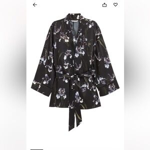 Floral black kimono with Flowing Sleeves and Elegant Design